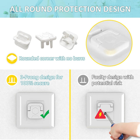 4OUR KIDDIES Baby-Proof Outlet Covers - 60 Pack Child Safety Protectors