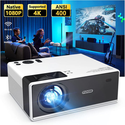 FUDONI Projector with WiFi and Bluetooth, Outdoor Portable 4K Support Projector 18000L HD 1080P Max 300" Display Zoom, Movie Video Home Theater Projector Compatible with HDMI/USB/Phone/Laptop/TV Stick