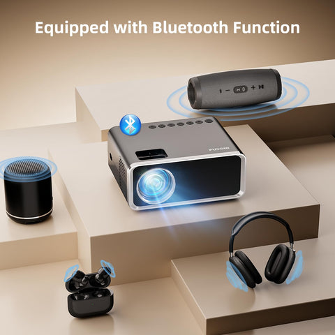 FUDONI Projector with WiFi and Bluetooth, Upgraded 5G Portable Projectors 4K Supported Native 1080P 12000L, Outdoor LED Movie Projector for Home Theater, Compatible w/iOS Android Phone/TV Stick/Laptop