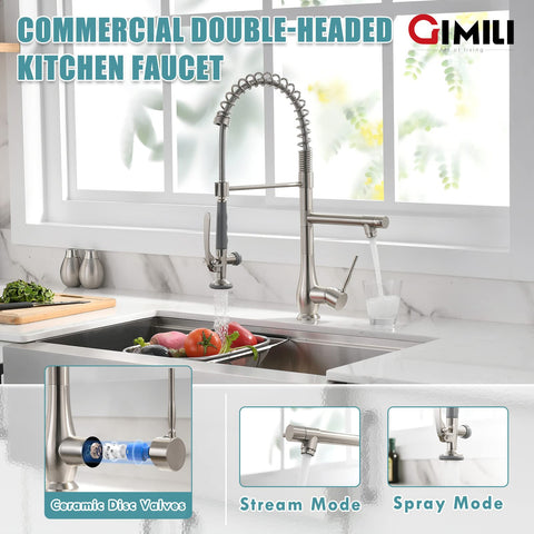 GIMILI Kitchen Faucet with Pull Down Sprayer Single Handle