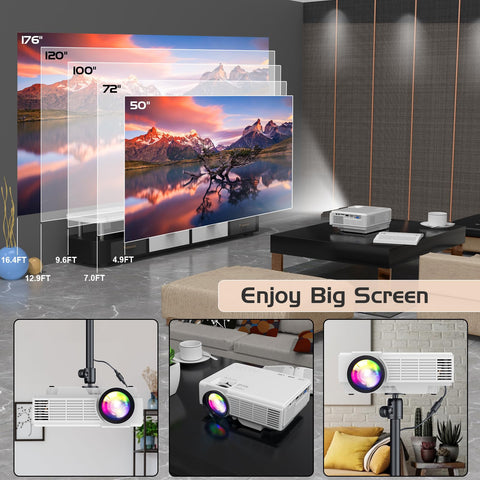 PANSEBA Mini Projector with Bluetooth and Projector Screen