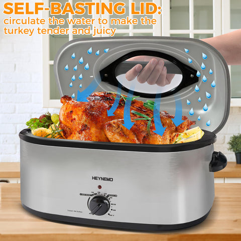 26 Quart Electric Roaster Oven with Visible & Self-Basting Lid