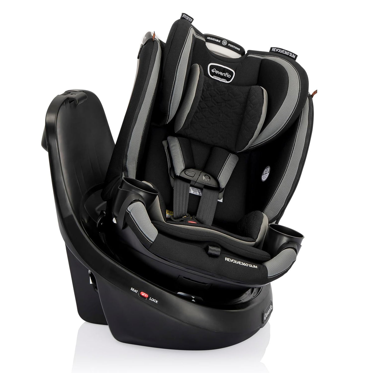 EVENFLO Sleek Slim 2-in-1 Rotational Car Seat Quick Clean Black