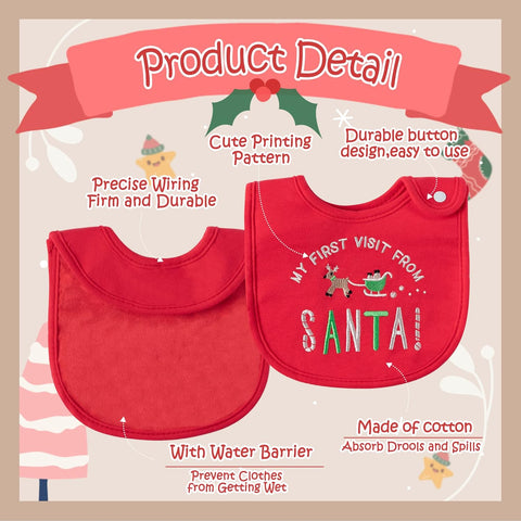 2OOYA Cotton Christmas Baby Bibs Set for Infants - 3 Pcs