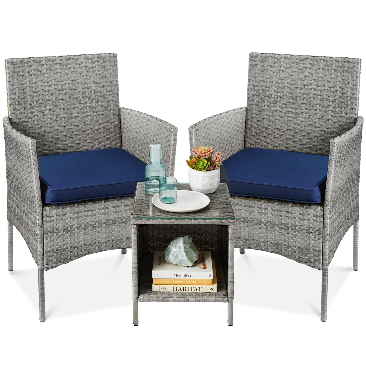 3-Piece Outdoor Wicker Conversation Bistro Set