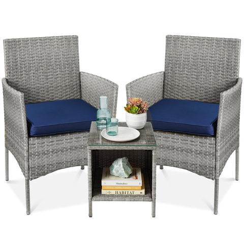 3-Piece Outdoor Wicker Conversation Bistro Set