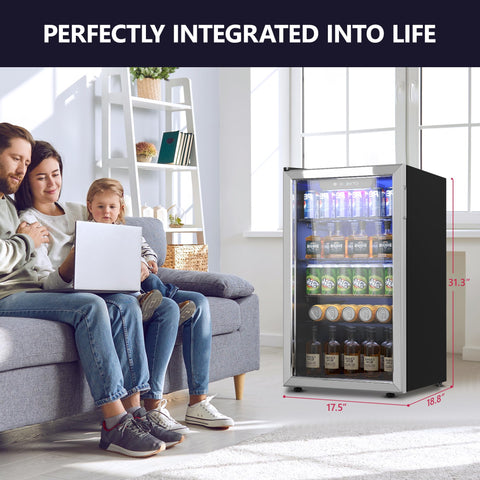 Icyglee 126 Can Freestanding Mini Fridge with Glass Door