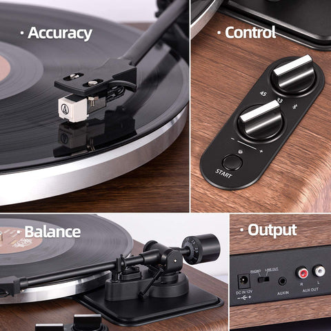 1 by ONE High Fidelity Belt Drive Turntable with Built-in Speakers