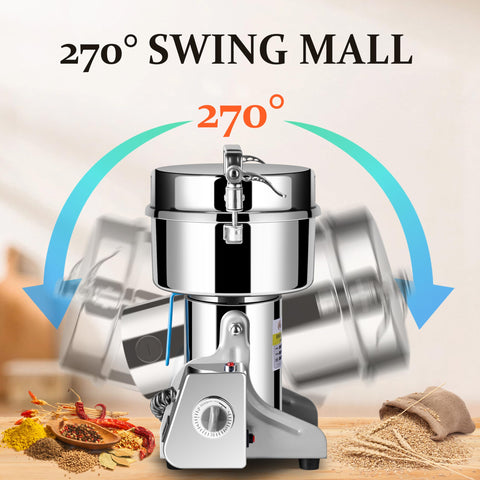 INSELY Stainless Steel 2000g High Speed Food Grain Mill Grinder