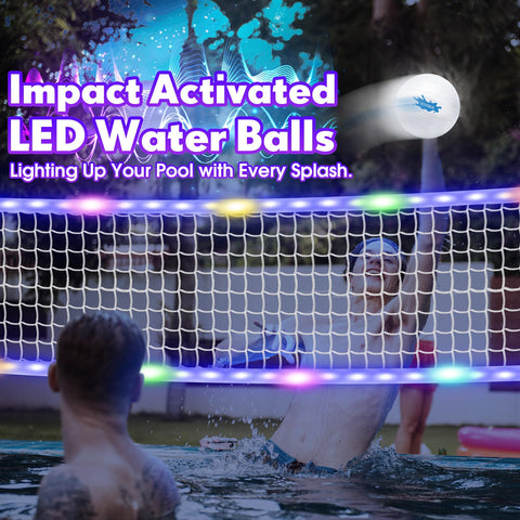 OHYEMO Light Up Pool Volleyball Game Set with LED Water Balls