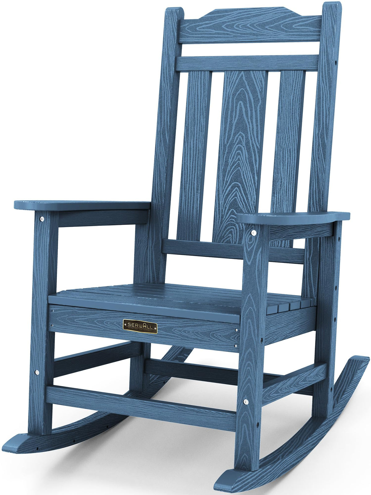 SERWALL Outdoor Rocking Chair, HDPE Poly Rocking Chair for Adults, Blue