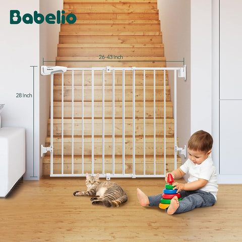 Babelio 26-43" No Bottom Bar Baby Gate for Babies, Elders and Pets