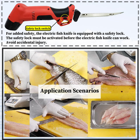 Cordless Electric Fish Fillet Knife with 4 Stainless Steel Blades