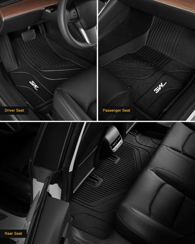 3W Custom Black Floor Mats Cargo Liner for 2024 Tesla