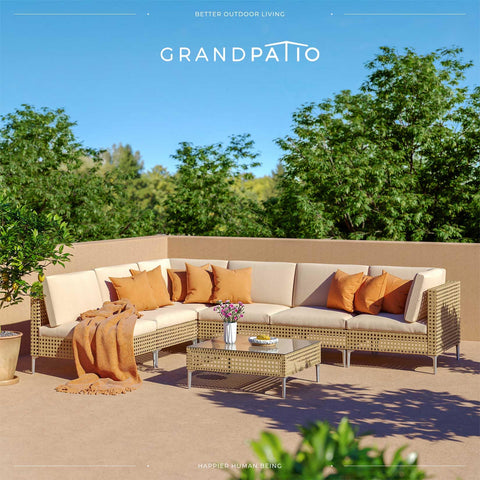 Grand patio 7-Piece Wicker Patio Furniture Set, Beige
