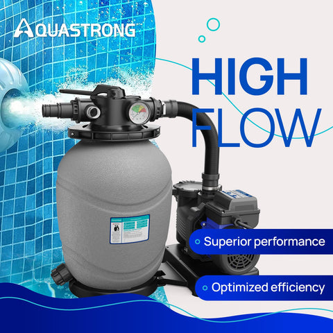 AQUASTRONG 12in Sand Filter Pump for Above Ground Pool with Timer