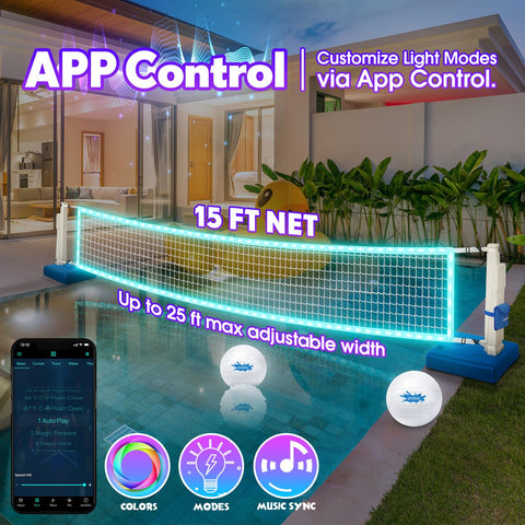OHYEMO Light Up Pool Volleyball Game Set with LED Water Balls
