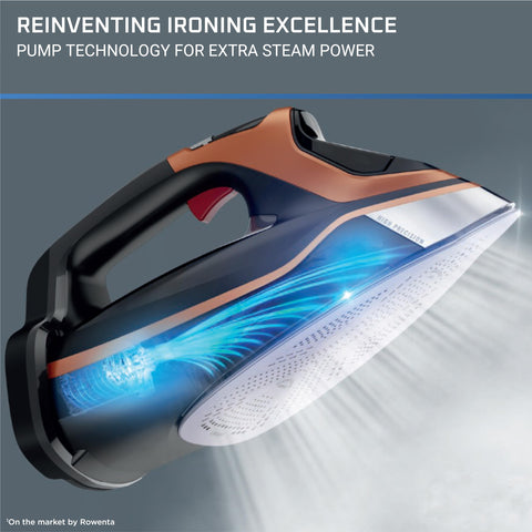 Rowenta, Iron, Steam Force Pro Stainless Steel Soleplate Steam Iron for Clothes, 400 Microsteam Holes, Professional Results, 1850 Watts, Auto-off, Ironing, Copper Clothes Iron DW9540