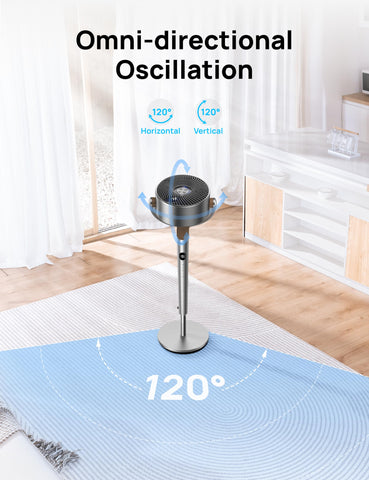 Dreo Standing Fan, 120°+120°Omni-directional Oscillating Fan For Bedroom