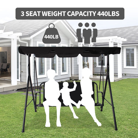 GARTOO 3-Seat Patio Swing Chair, Outdoor Porch Swing