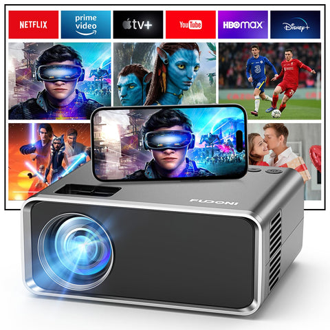 FUDONI Projector with WiFi and Bluetooth, Upgraded 5G Portable Projectors 4K Supported Native 1080P 12000L, Outdoor LED Movie Projector for Home Theater, Compatible w/iOS Android Phone/TV Stick/Laptop