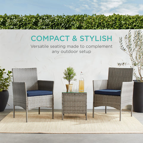 3-Piece Outdoor Wicker Conversation Bistro Set