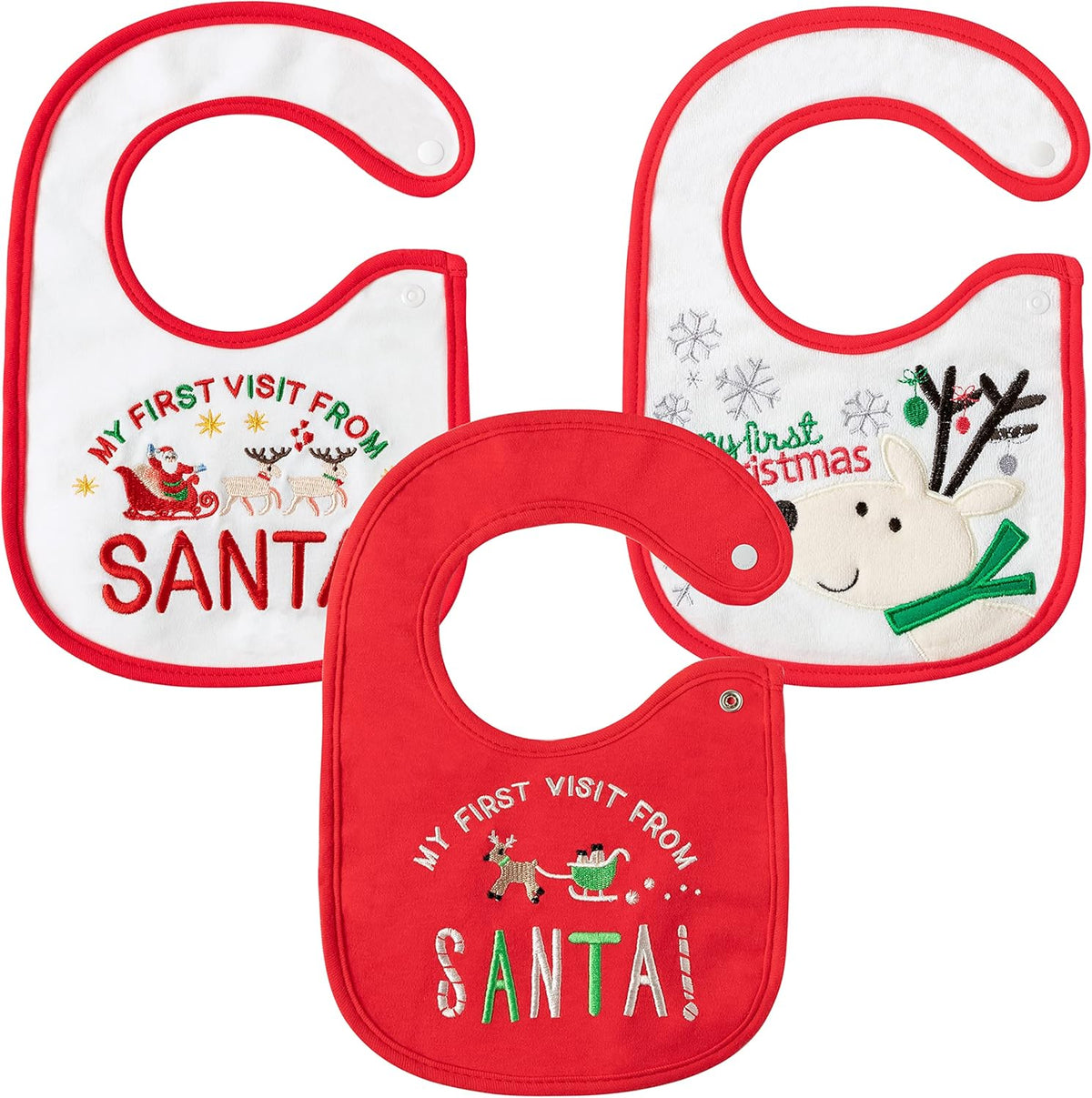 2OOYA Cotton Christmas Baby Bibs Set for Infants - 3 Pcs