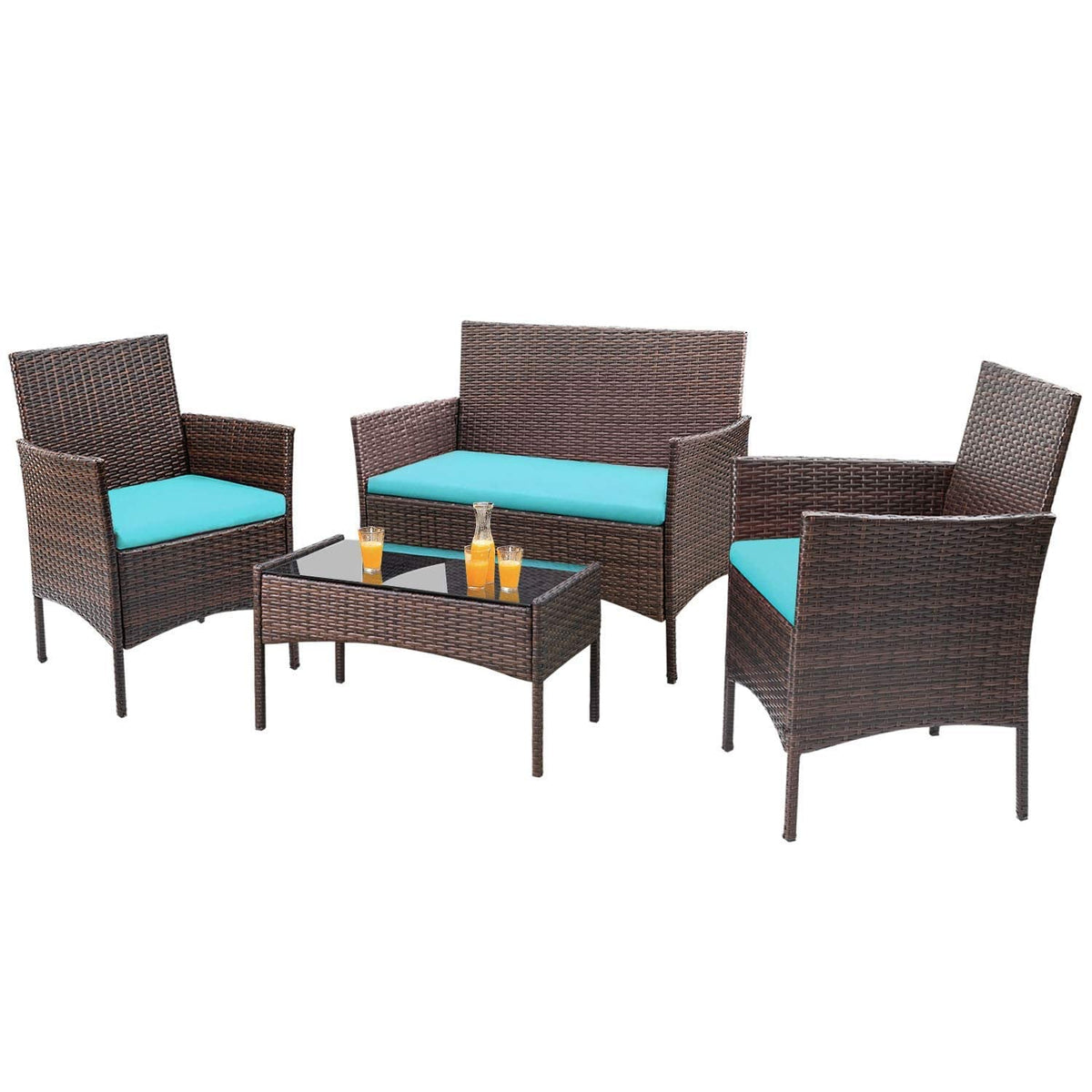 Homall 4 Pieces Patio Rattan Chair Wicker