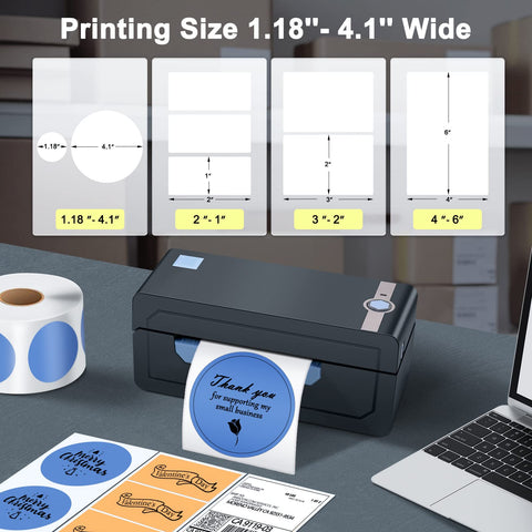 JADENS Bluetooth Thermal 4x6 Shipping Label Printer