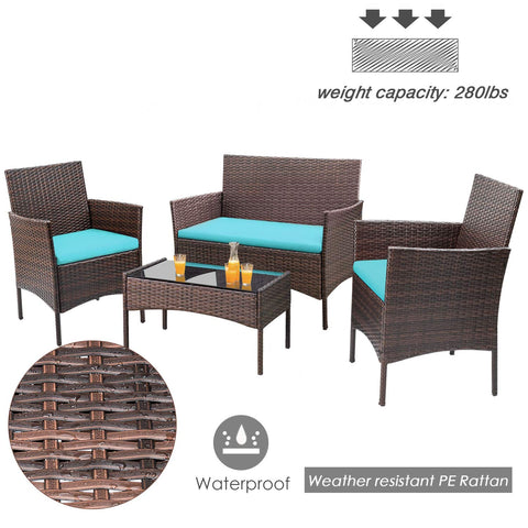 Homall 4 Pieces Patio Rattan Chair Wicker