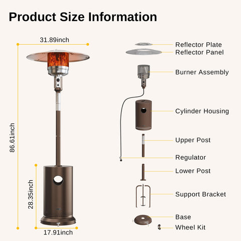 EAST OAK 48,000 BTU Patio Heater for Outdoor