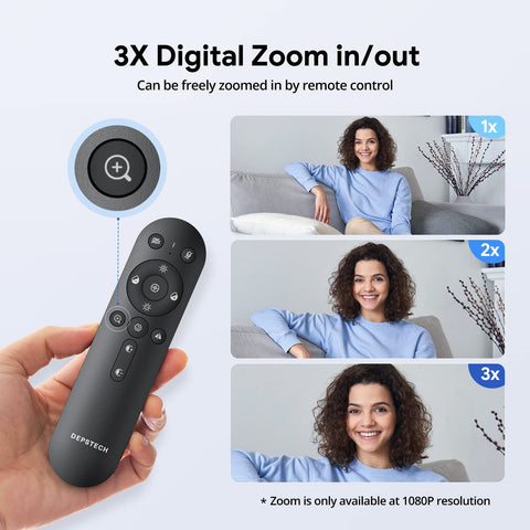 DEPSTECH 4K Zoomable Webcam with Microphone and Remote