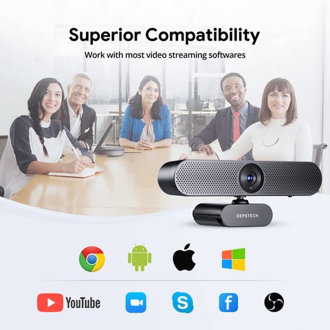 DEPSTECH 4K Zoomable Webcam with Microphone and Remote