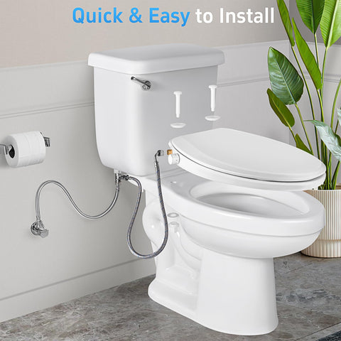 Clirass Elongated Bidet Toilet Seat with Quiet-Close