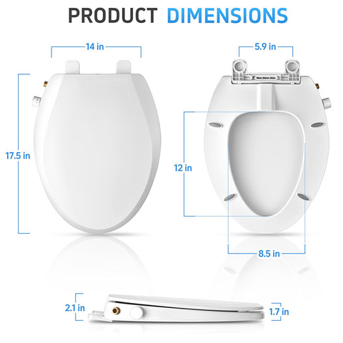 Clirass Elongated Bidet Toilet Seat with Quiet-Close