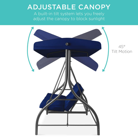 3-Seat Outdoor Large Converting Canopy Swing Glider