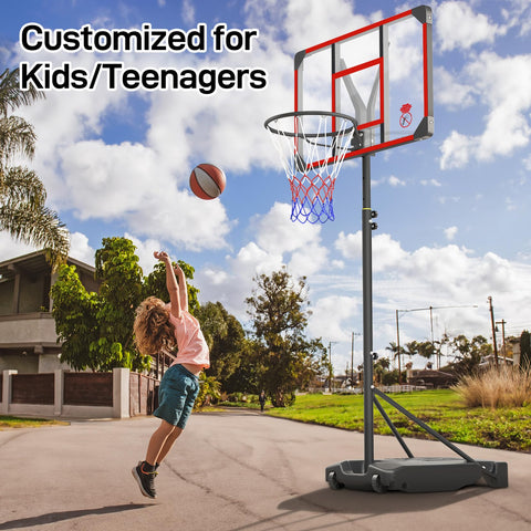 Yohood Kids Basketball Hoop Outdoor 4.82-8.53ft Adjustable, Portable Basketball Hoops