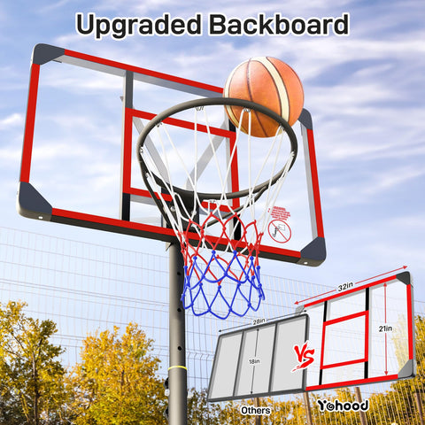 Yohood Kids Basketball Hoop Outdoor 4.82-8.53ft Adjustable, Portable Basketball Hoops