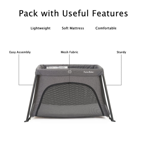 Portable Crib for Baby Travel with Soft Mattress
