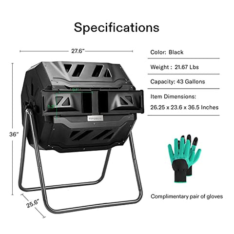 VIVOSUN Outdoor Tumbling Composter Dual Rotating