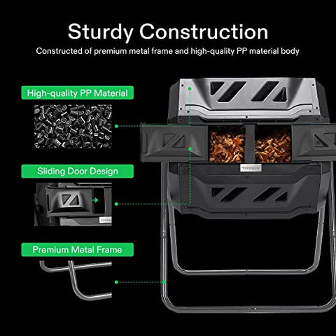 VIVOSUN Outdoor Tumbling Composter Dual Rotating