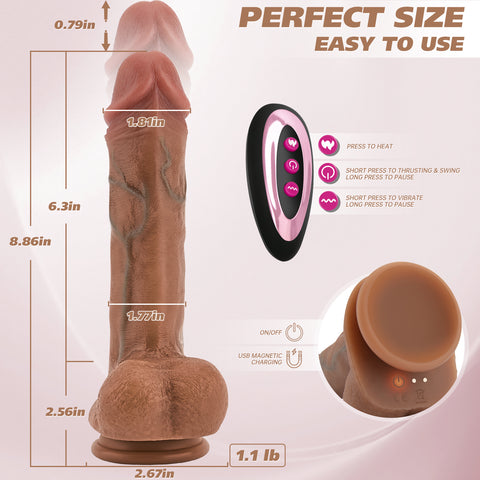 9.4" Thrusting Dildo Toys for Women Realistic Vibrating Dildo with Rotating and Heating
