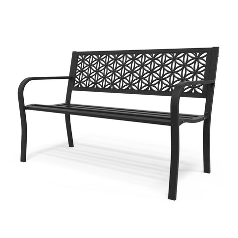 VINGLI 50" Outdoor Bench Metal with Floral Back