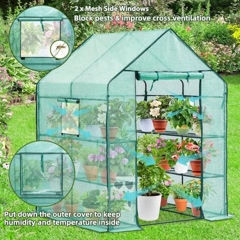 Ohuhu Greenhouse for Outdoors with Screen Windows