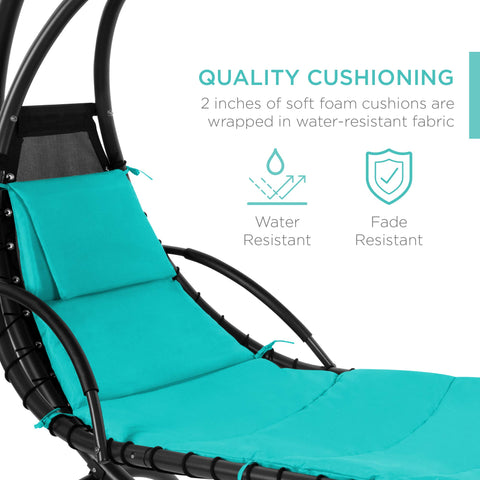 Best Choice Products Outdoor Hanging Curved Steel Chaise Lounge Chair