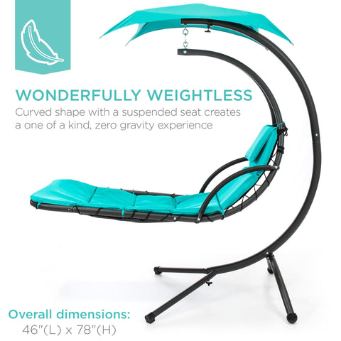 Best Choice Products Outdoor Hanging Curved Steel Chaise Lounge Chair