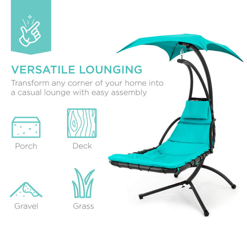 Best Choice Products Outdoor Hanging Curved Steel Chaise Lounge Chair