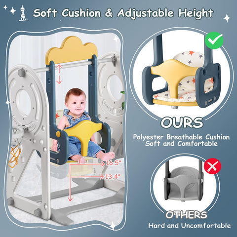 BIERUM 5 in 1 Toddler Slide and Swing Set for Toddlers Age 1-3