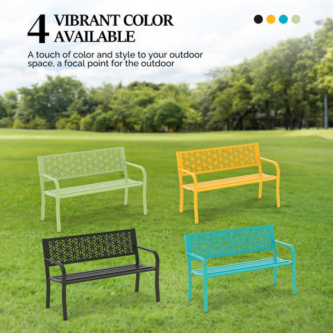 VINGLI 50" Outdoor Bench Metal with Floral Back