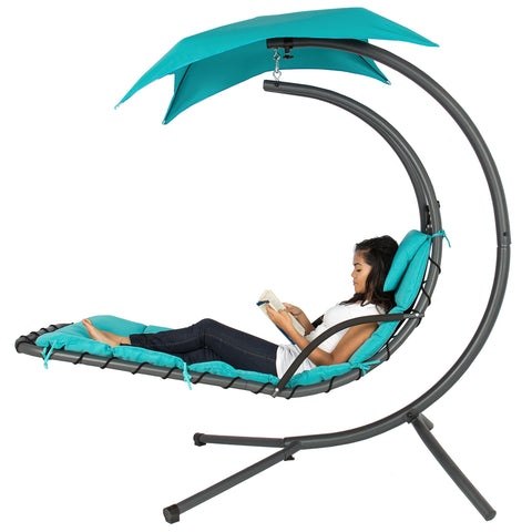 Best Choice Products Outdoor Hanging Curved Steel Chaise Lounge Chair